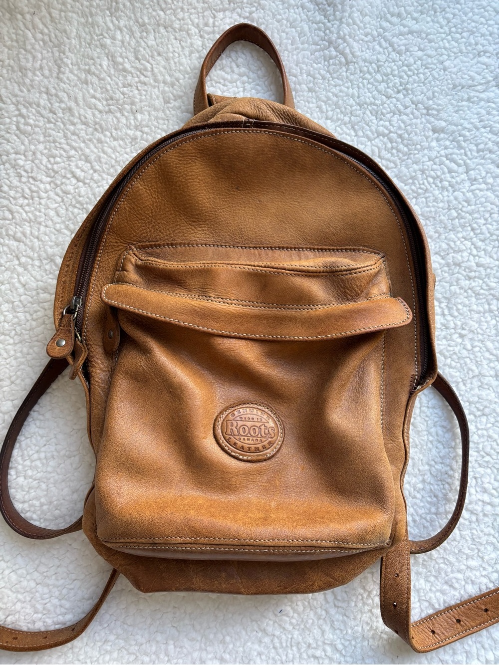 Roots Vintage Leather Student Pack Tribe Backpack - Chestnut Brown